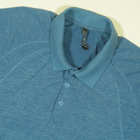Lululemon Metal Vent Tech Polo Shirt Mens XL Blue Short Sleeve - Picture 1 of 7
